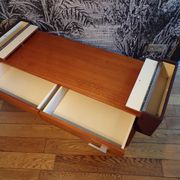 Mini enfilade teck et tissu, 2 tiroirs
