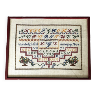 Vintage, alphabet embroidery cross stitch frame 20th century