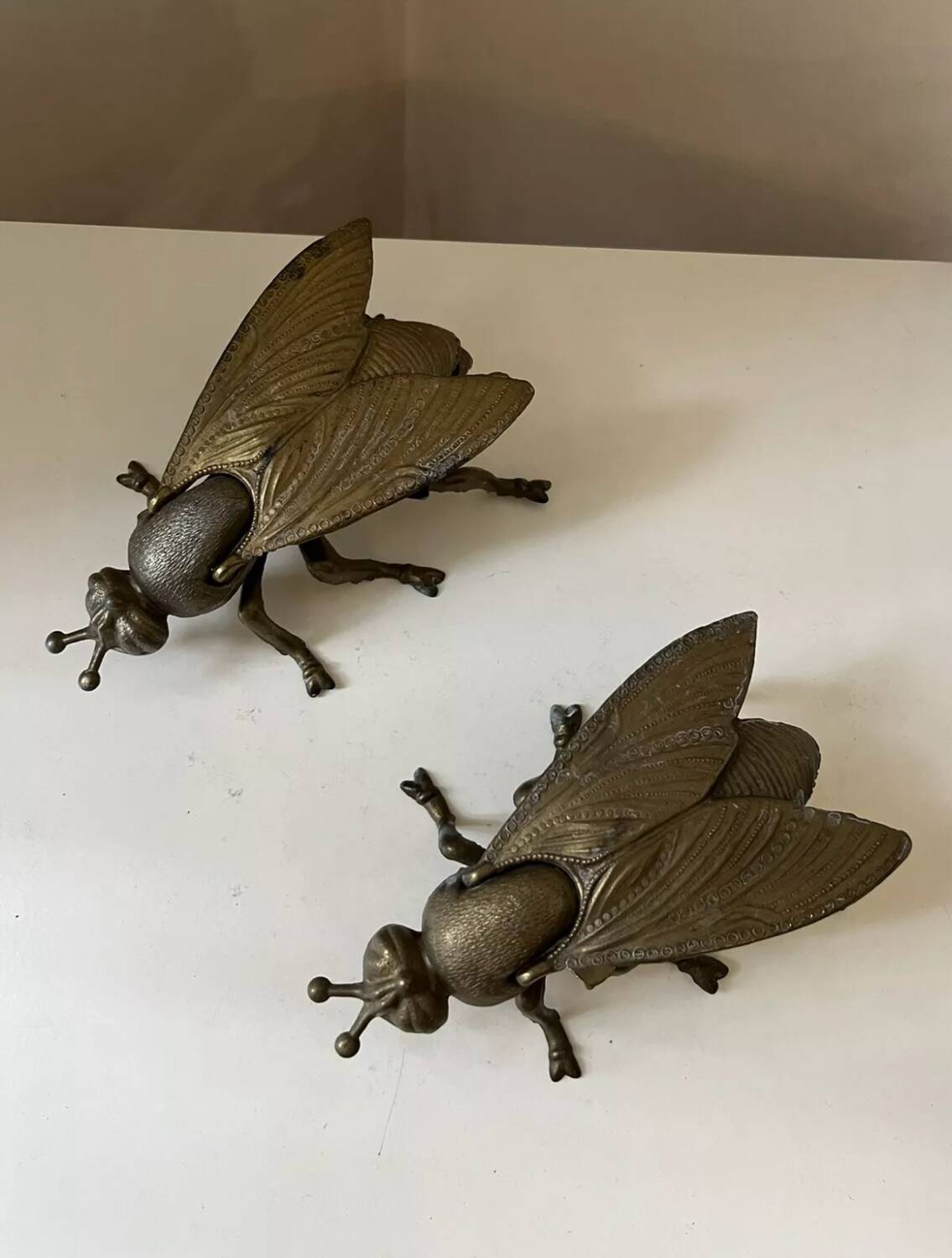 Vintage brass bee fly ashtray