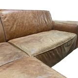 XXL Vintage patinated leather corner sofa 1980