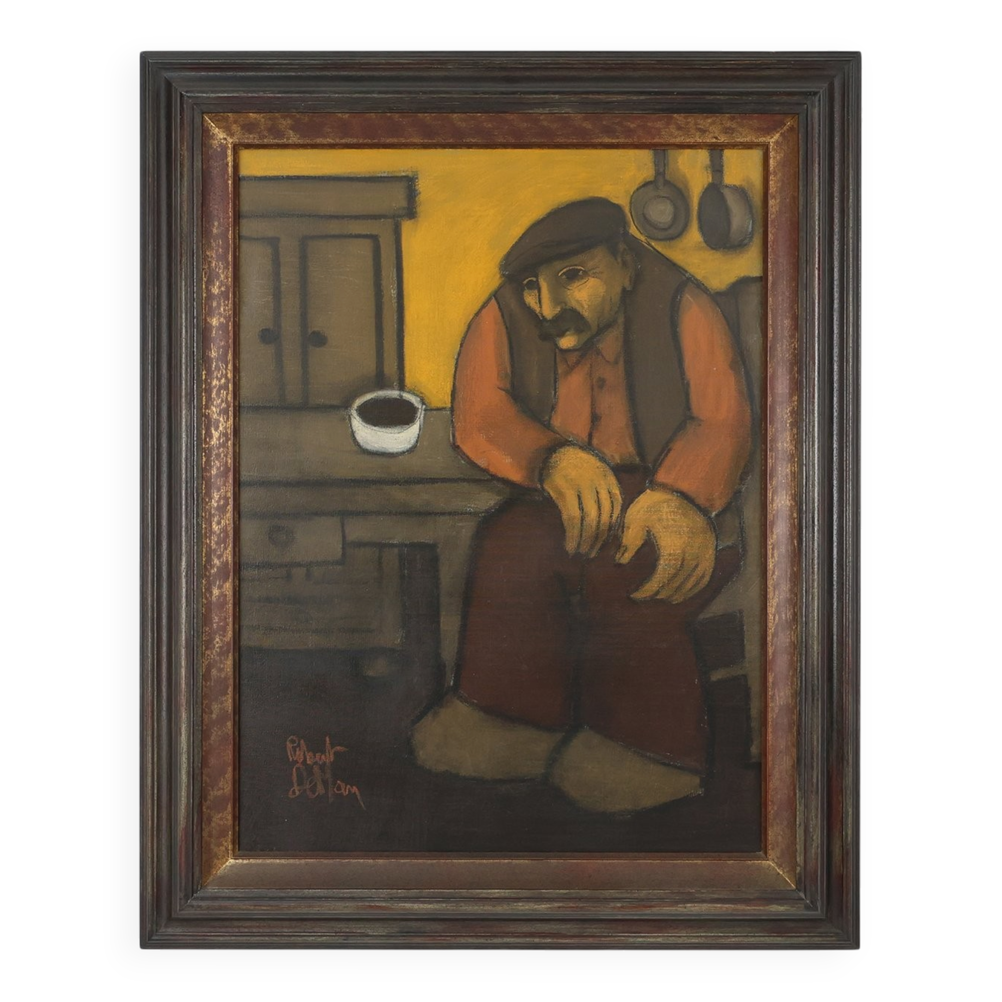Robert Deman, Solitary Man, 1940s, Oil on Canvas, Framed