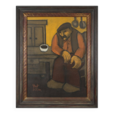 Robert Deman, Solitary Man, 1940s, Oil on Canvas, Framed