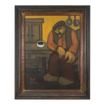 Robert Deman, Solitary Man, 1940s, Oil on Canvas, Framed