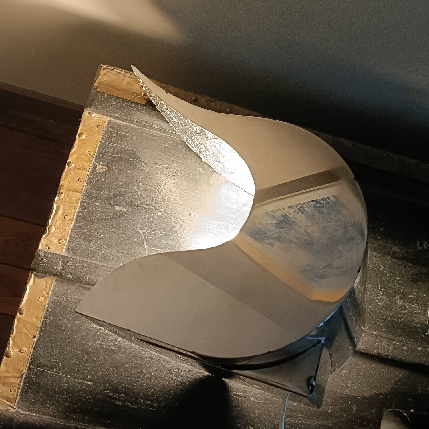 Handcrafted metal lamp, 1970s.