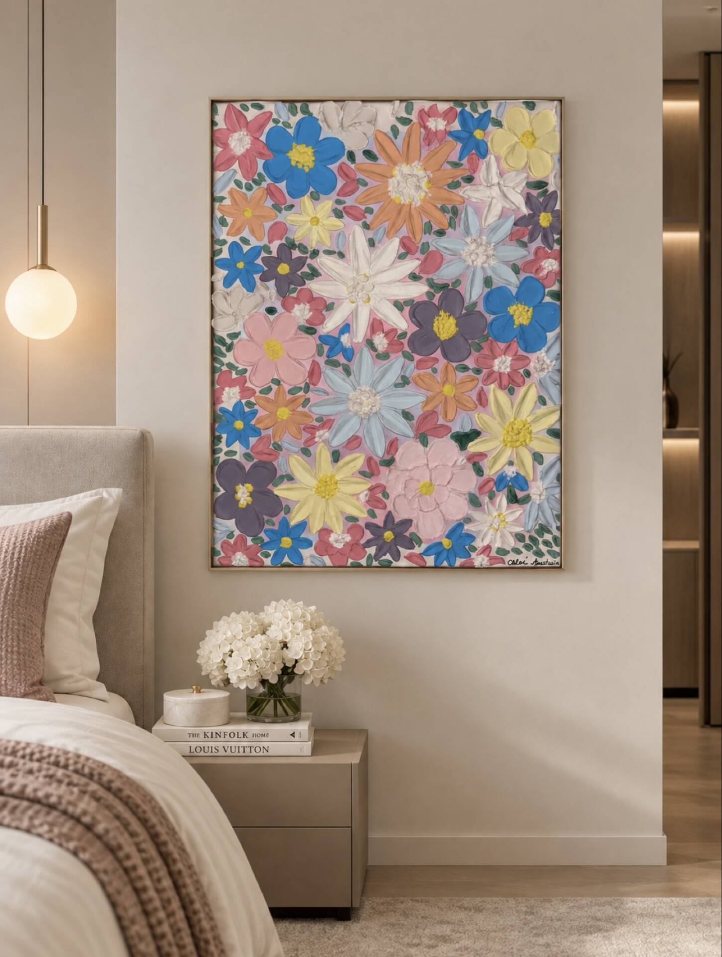 Spring bloom Textured Tableau 60x80cm handmade signed with frame
