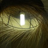 Hanging lamp in vegetable fibre chandelier in palm straw
