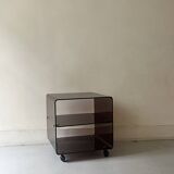 side table / bedside table in smoked plexiglass, Dumas for Roche Bobois 1970