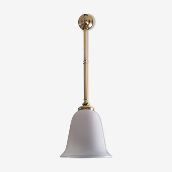 Brass pendant with its art deco opaline globe