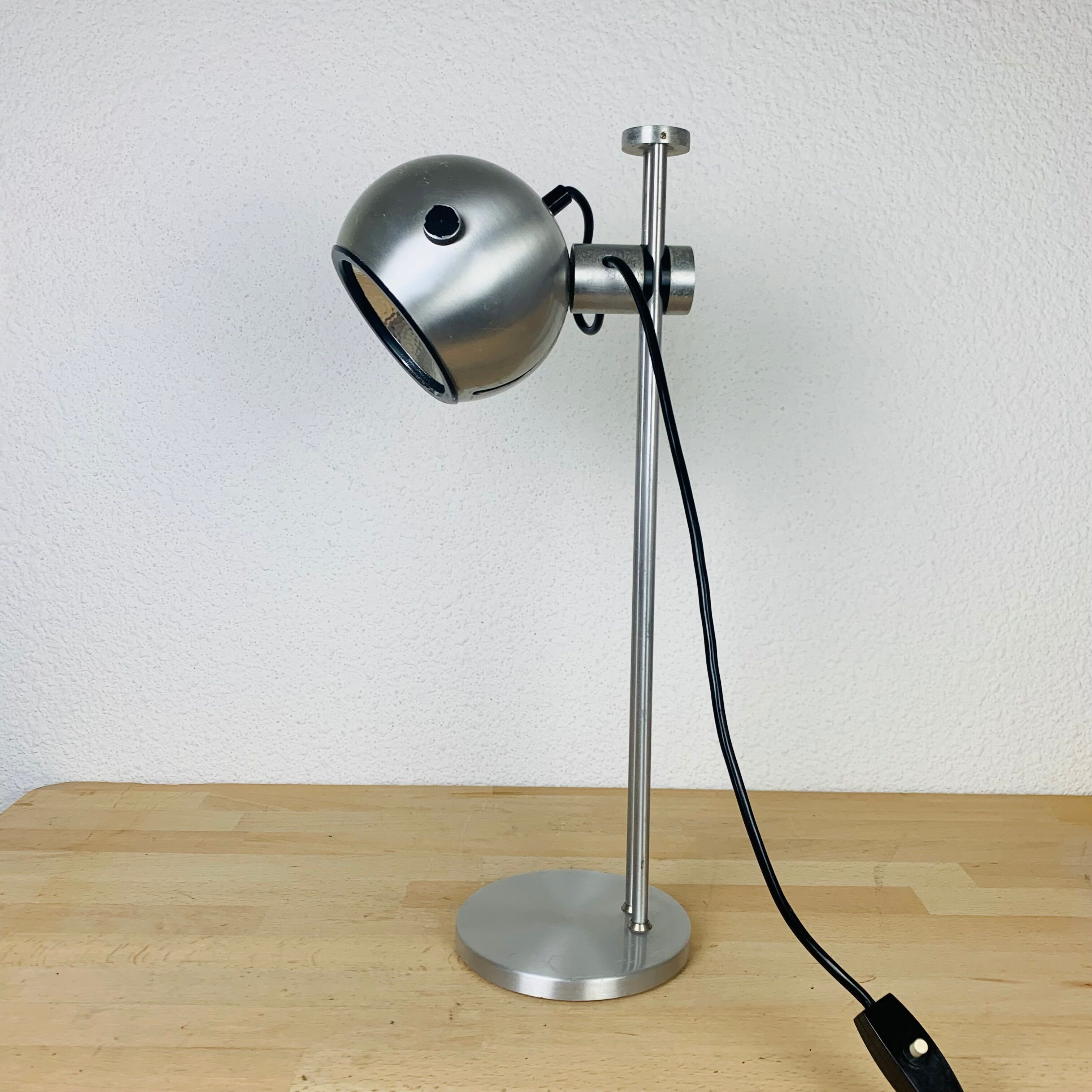 Spot lamp eyeball brushed aluminum 70s