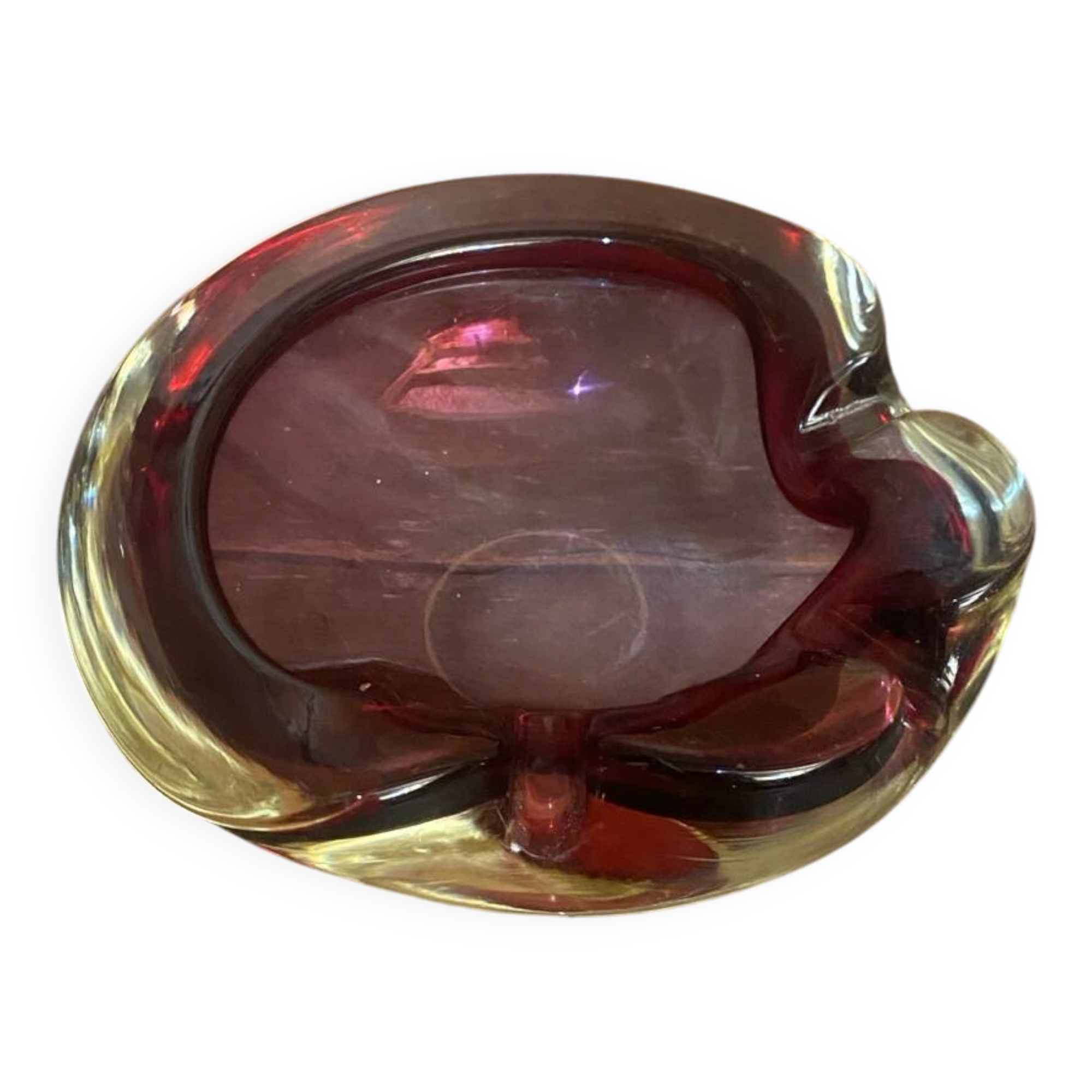 Vintage murano sommerso pink glass ashtray made in italy