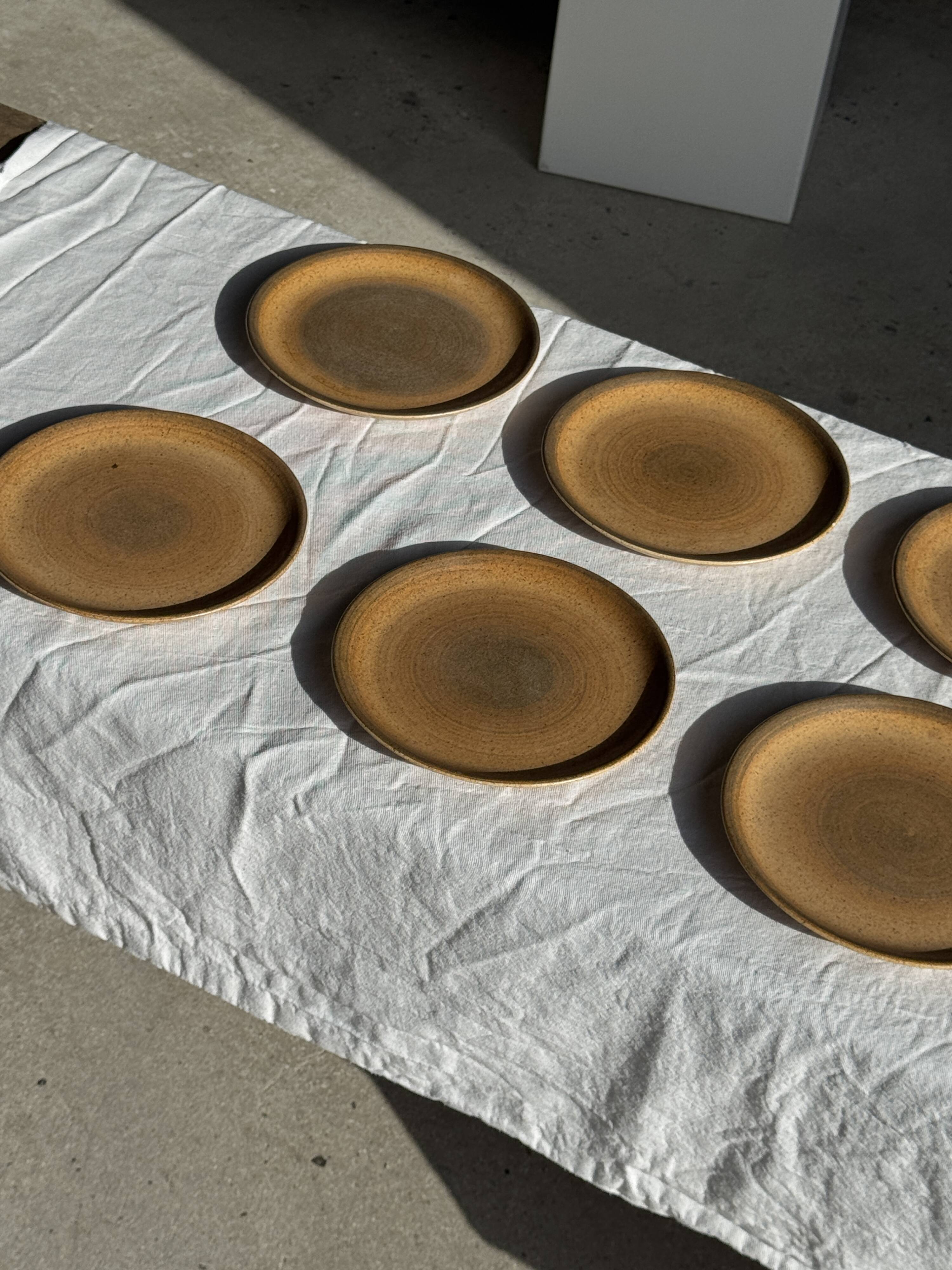 Set of 8 dark orange stoneware dessert plates Longchamp D19.5