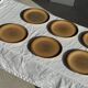 Set of 8 dark orange stoneware dessert plates Longchamp D19.5