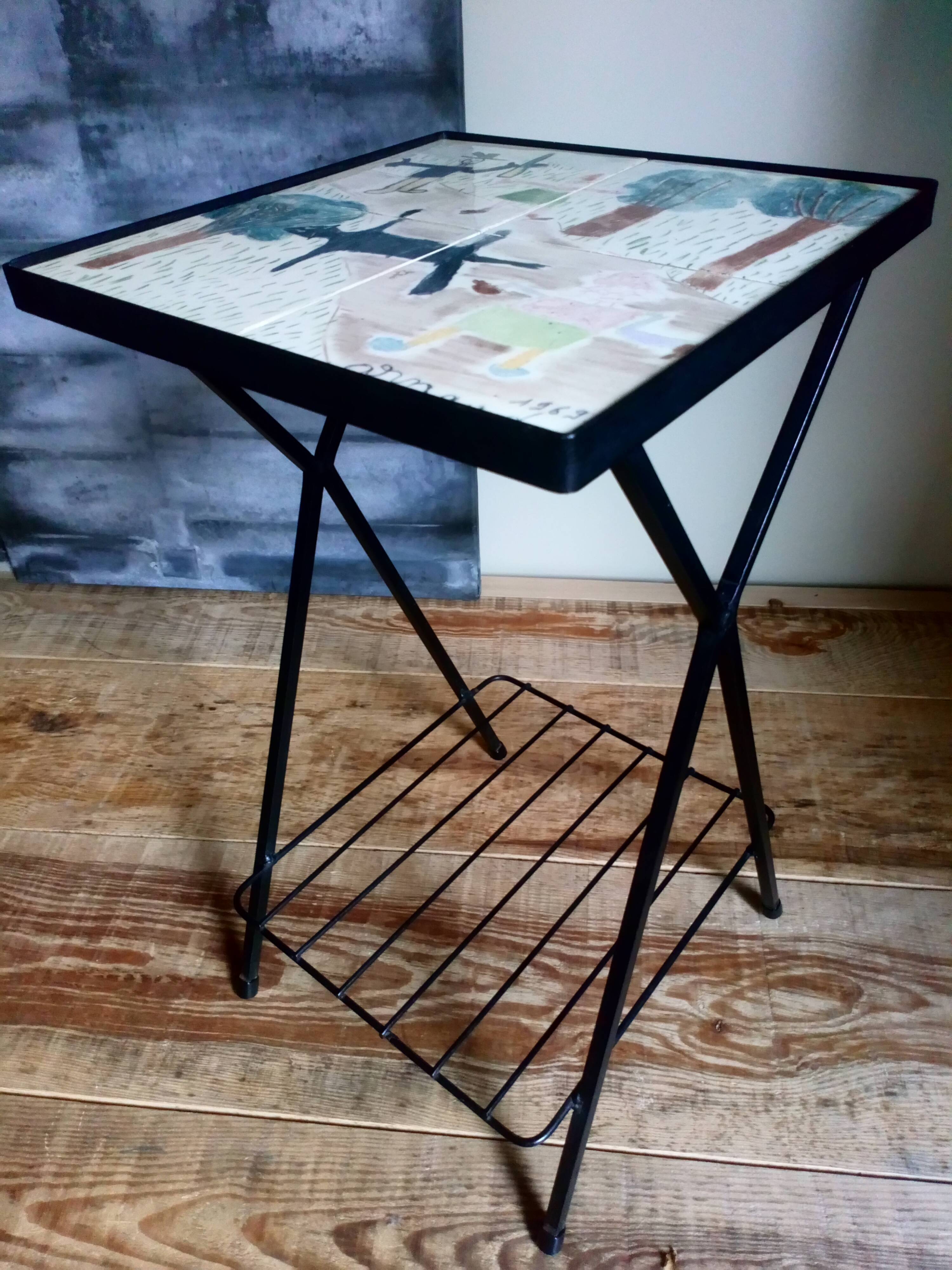 50s metal side table