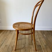 Baumann bistro chair in bent wood and blond wood canning 40s-50s