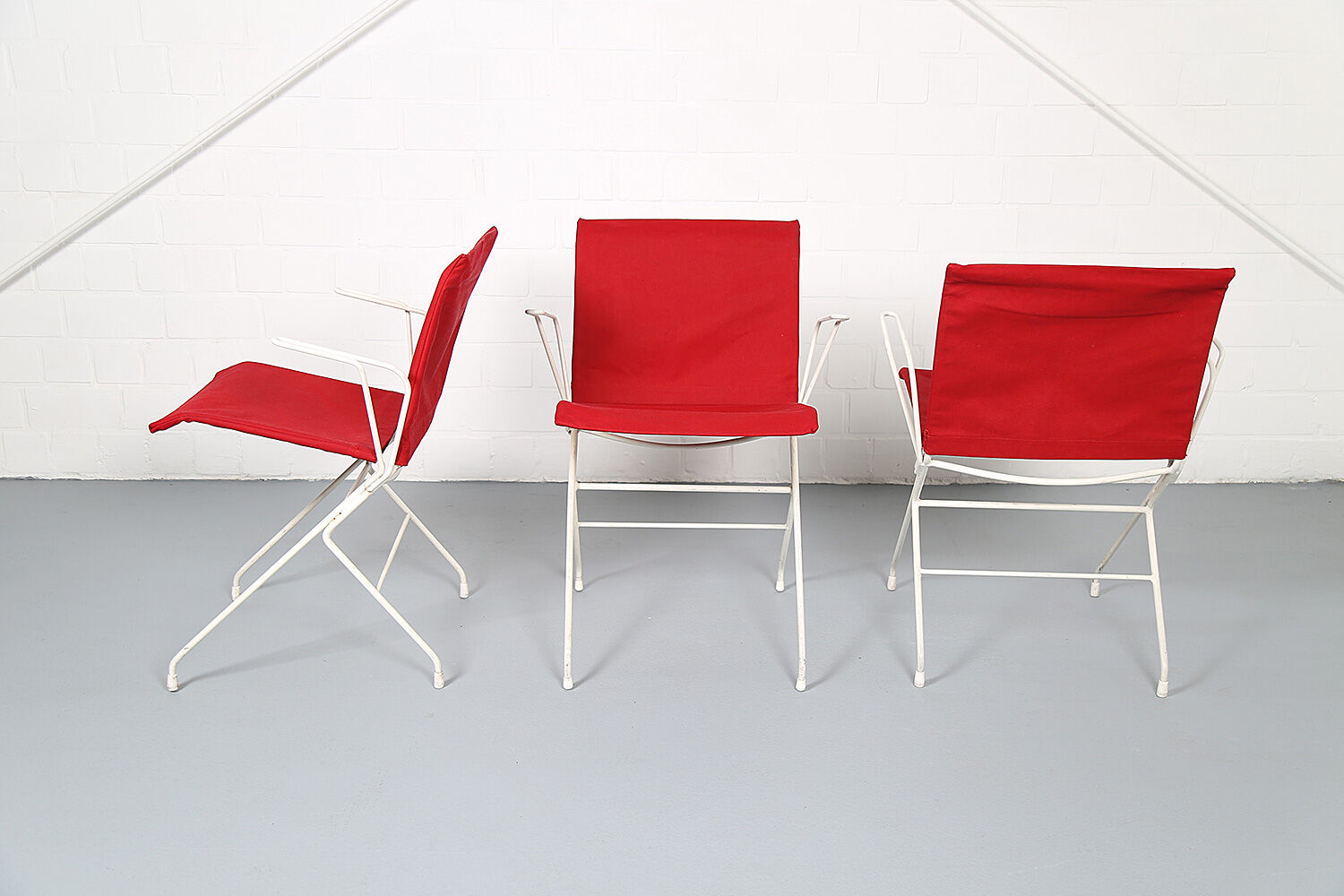 French mid-century vintage garden set designed by Raoul Guys (attributed) 3 chairs and a table