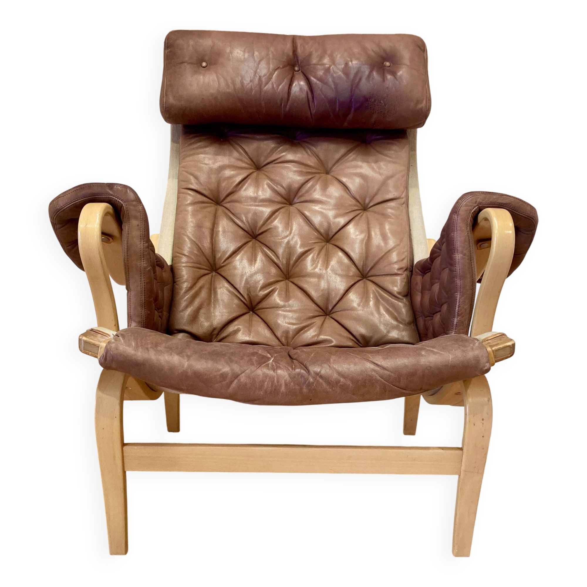 FAUTEUIL BRUNO MATHSSON CUIR 1960.