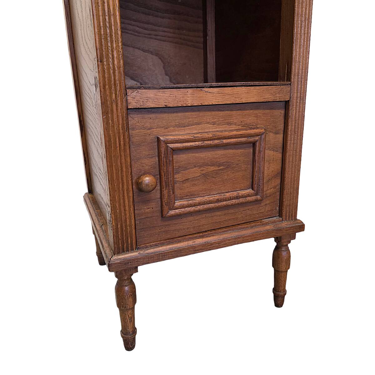 Antique French Oak Bedside Table With Marble Top, early 1900s