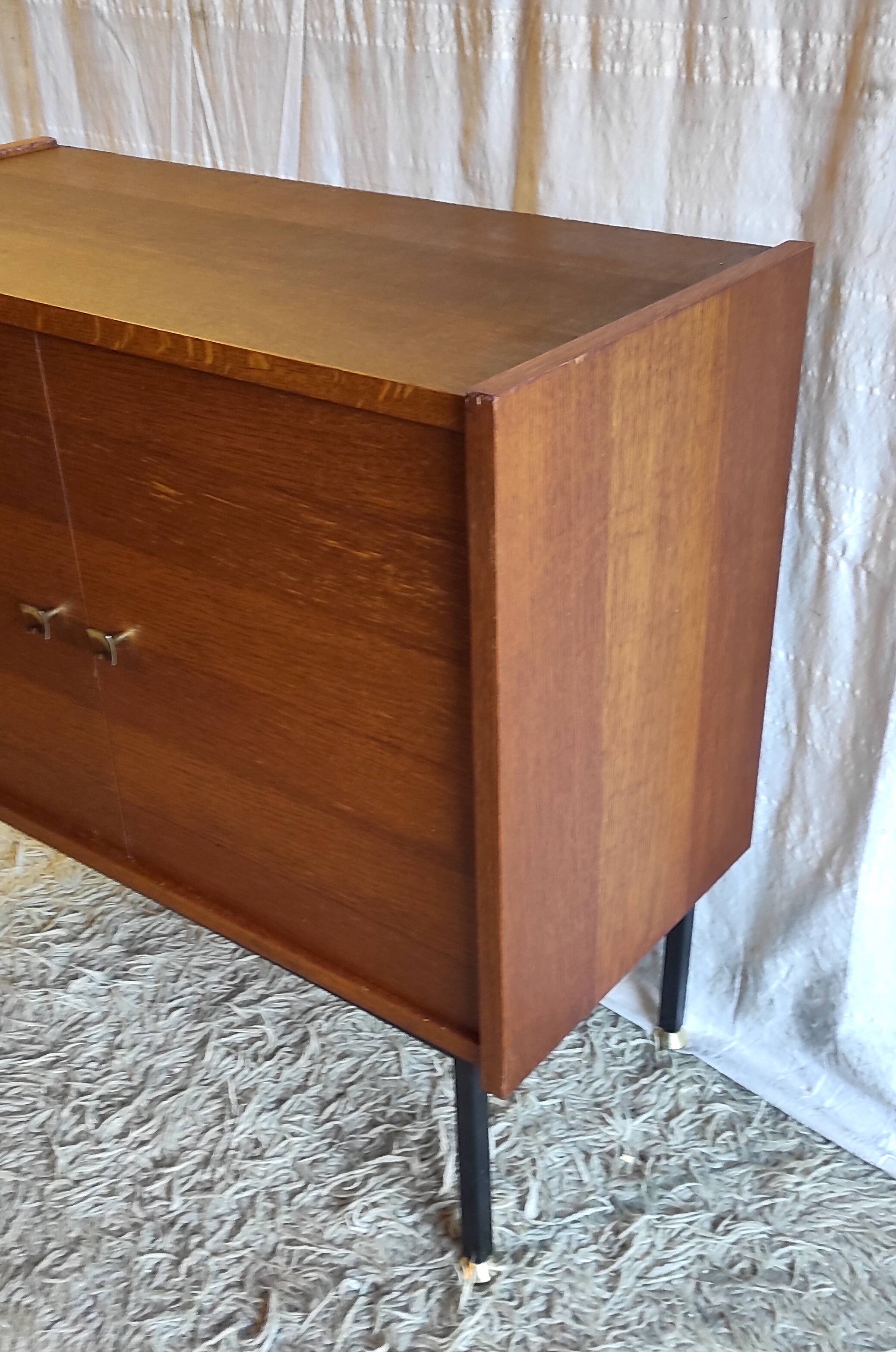 Modernist oak and metal sideboard - mid-20th century