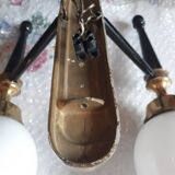 Double opaline and bronze wall lam