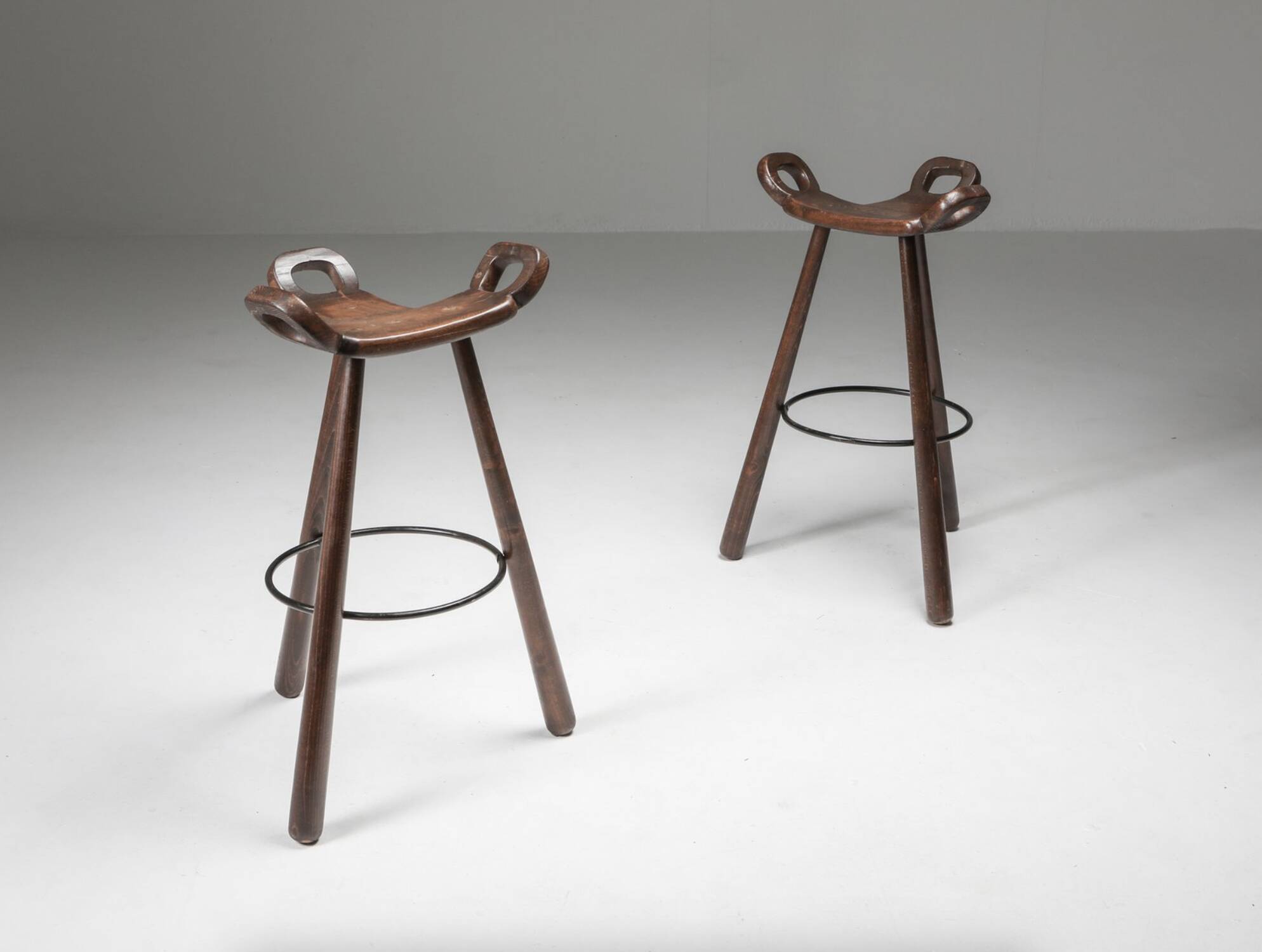 4 bar stools by Sergio Rodrigues, Brazilian design, circa 1970