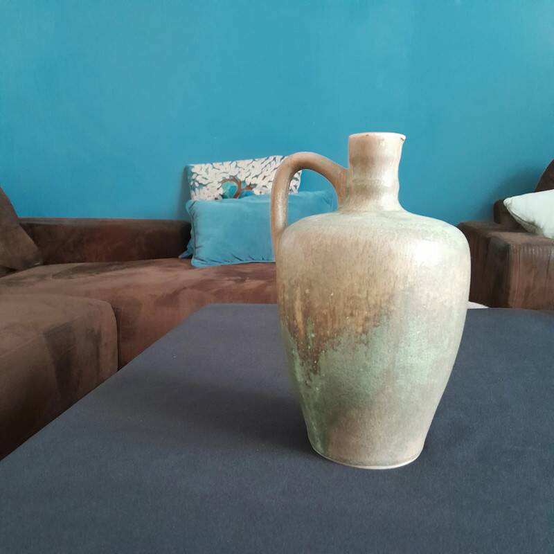 Enamelled stoneware carafe/vase