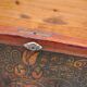 Antique brown pine chest, original paint visible, Czech Republic 1890-1919
