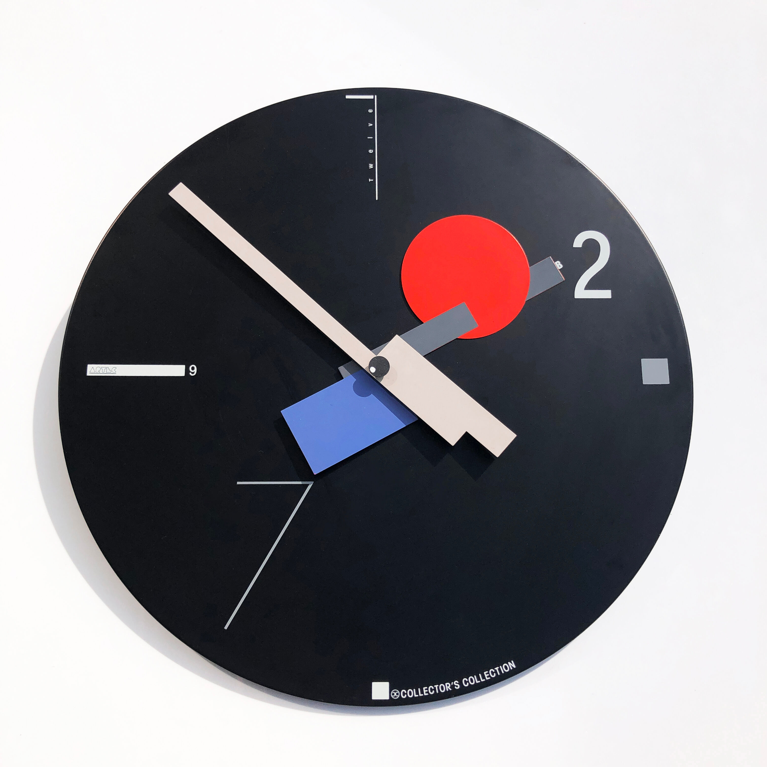 Nicolaï Canetti's constructivist wall clock for Artec, USA/Japan, 1980s