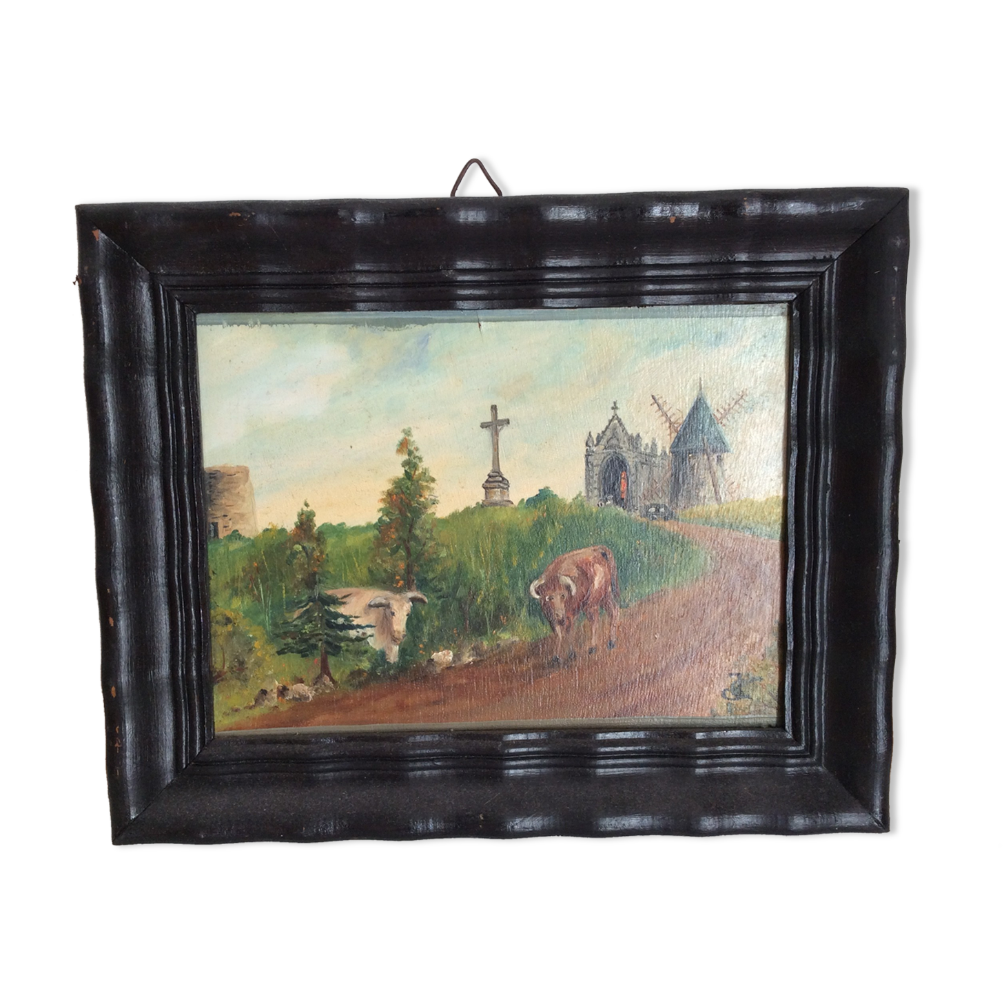 Old painting of a countryside landscape