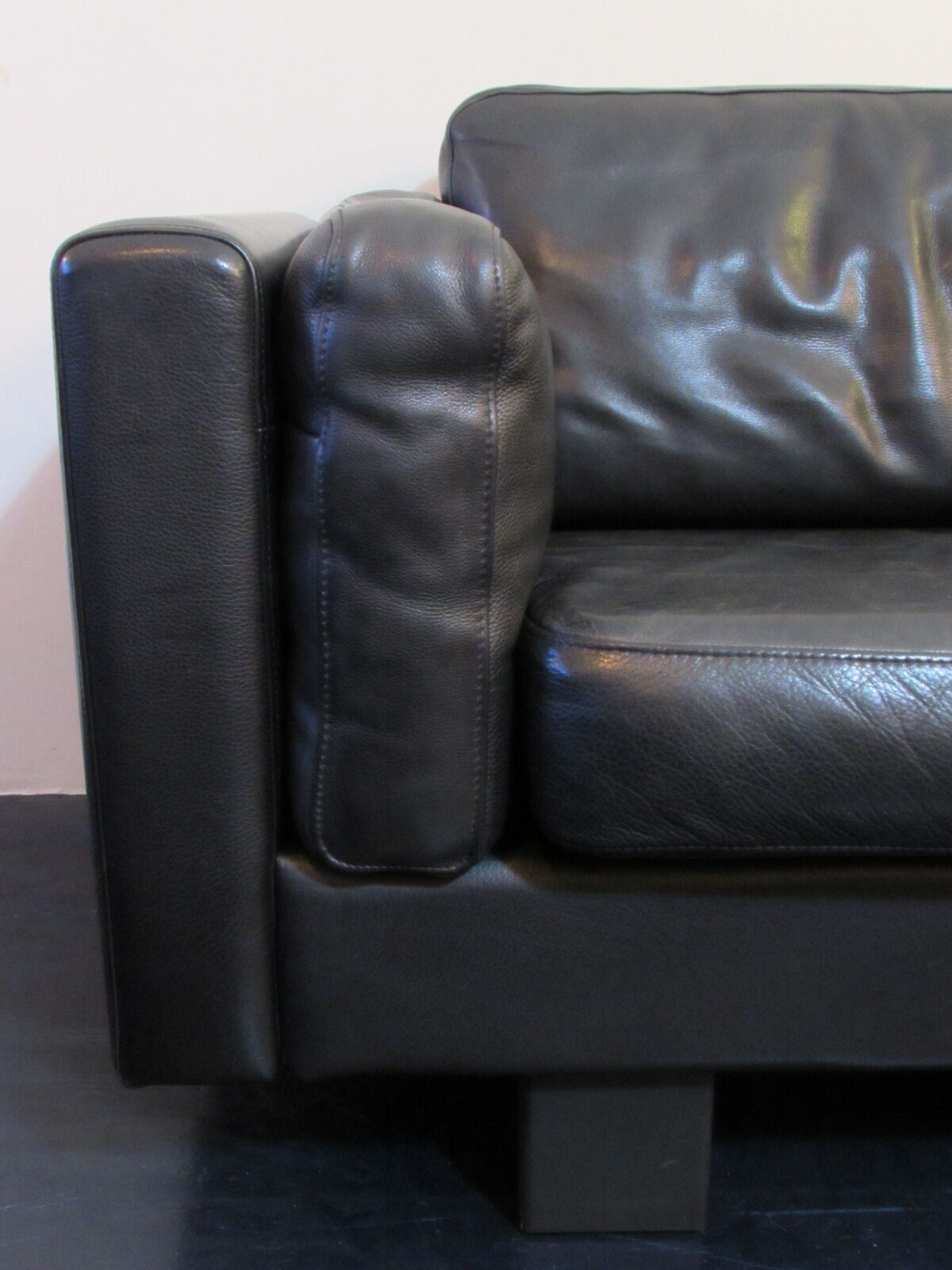 Black leather sofa from Denmark
