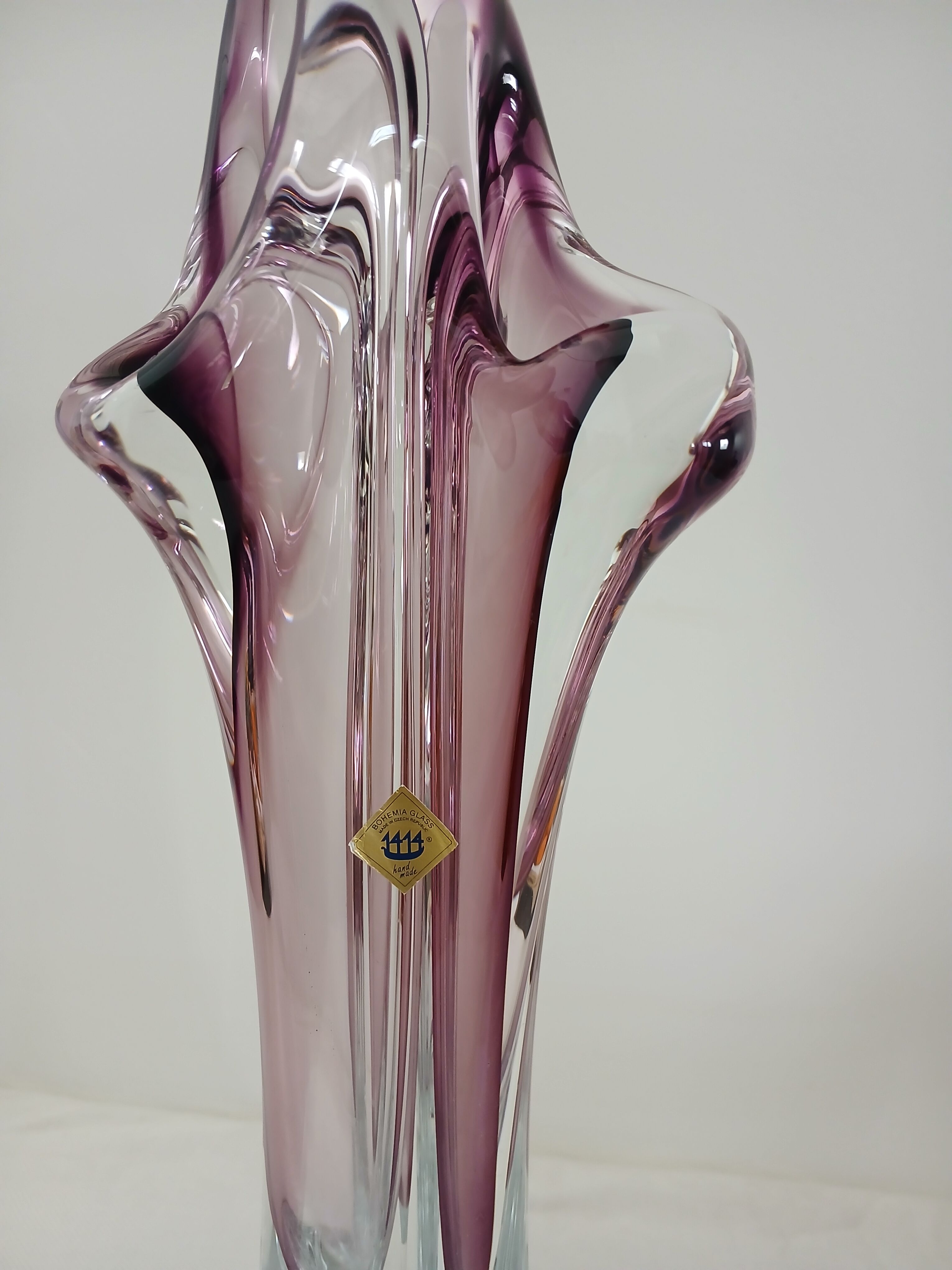 Art vase by designer Joseph Hospodka in authentic Bohemian crystal.