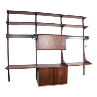 Large Danish modular rosewood shelf by Poul Cadovius 1960.