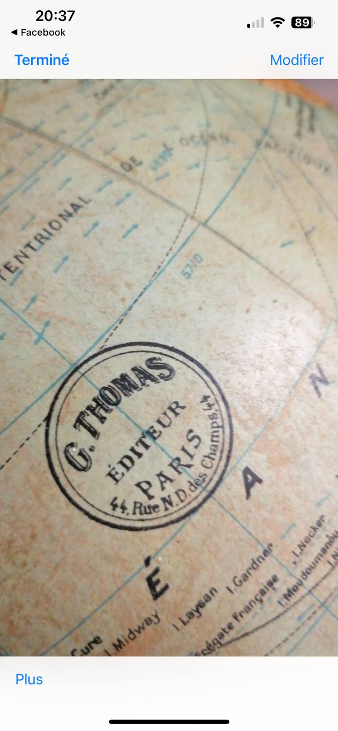 Terrestrial globe G Thomas Paris