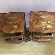Pair of bedside tables in rosewood veneer on all sides. Louis XV style