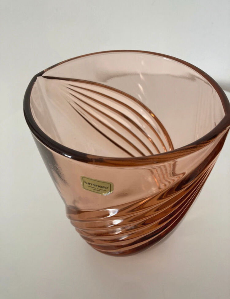 Luminarc pink vase arque glassware made in France