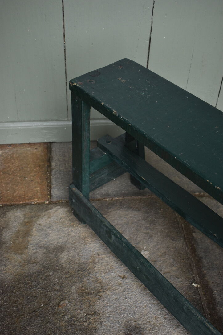 Vintage green old workshop bench
