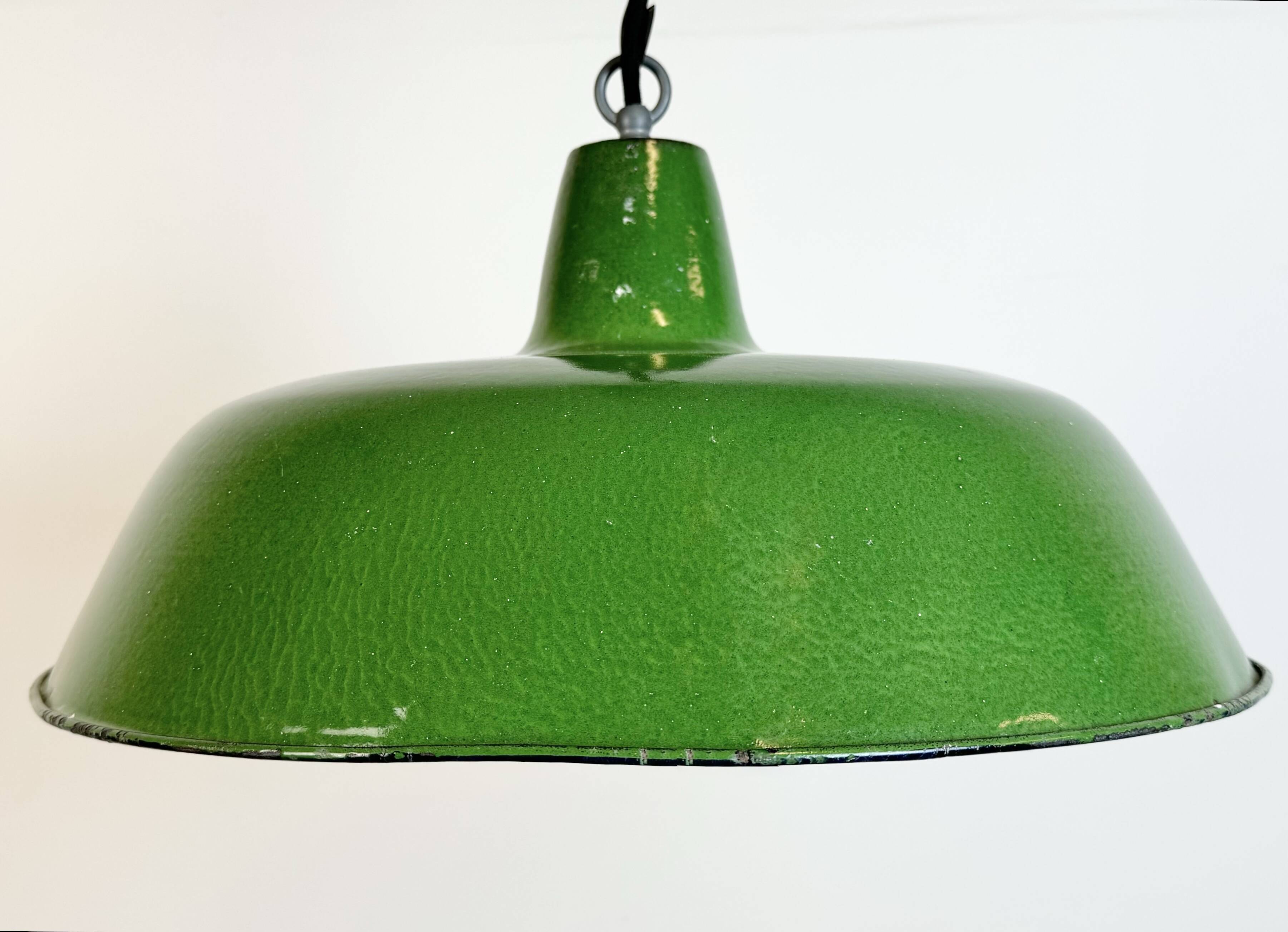 Industrial Green Enamel Factory Pendant Lamp, 1960s