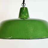 Industrial Green Enamel Factory Pendant Lamp, 1960s