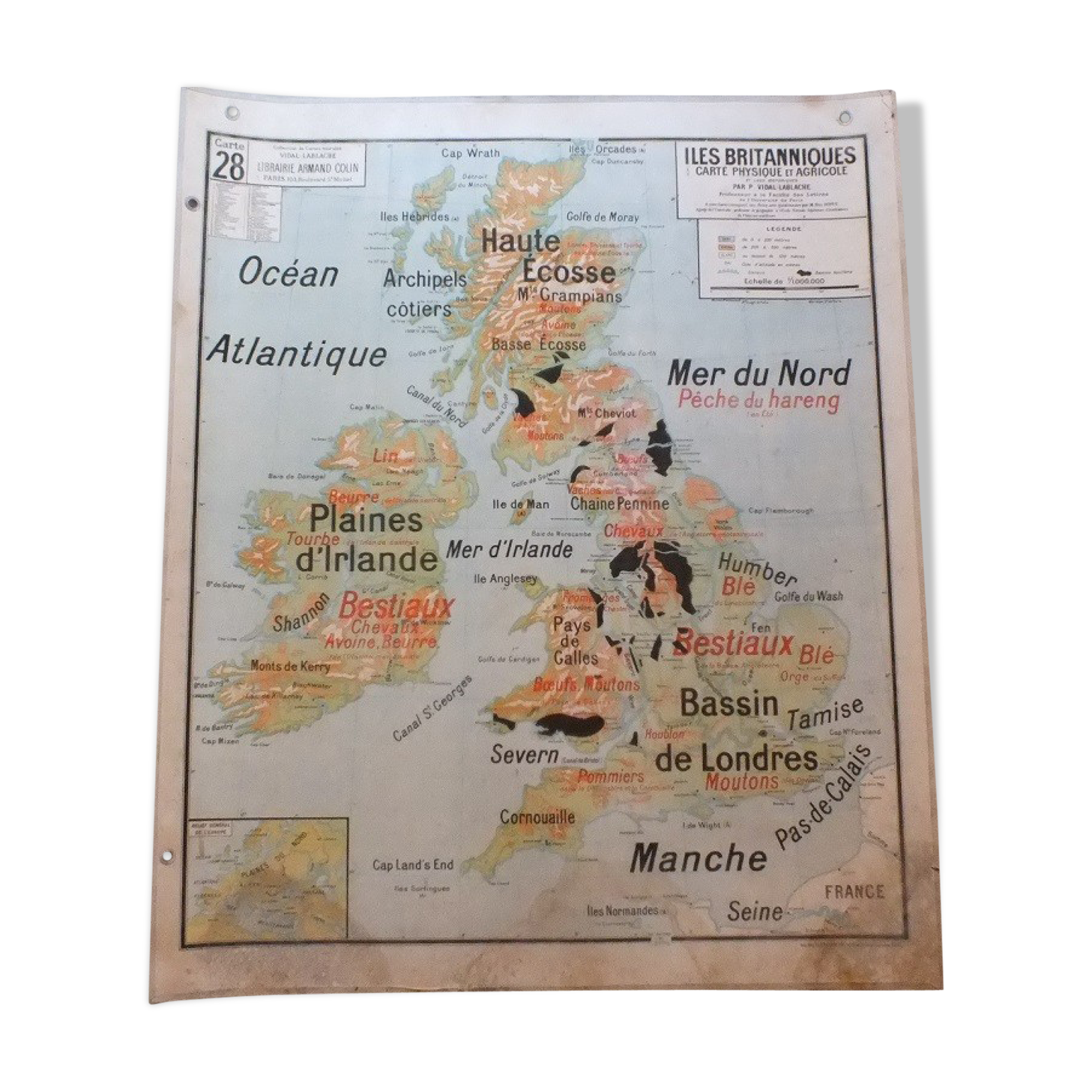 School map Vidal-Lablache No. 28 British Isles