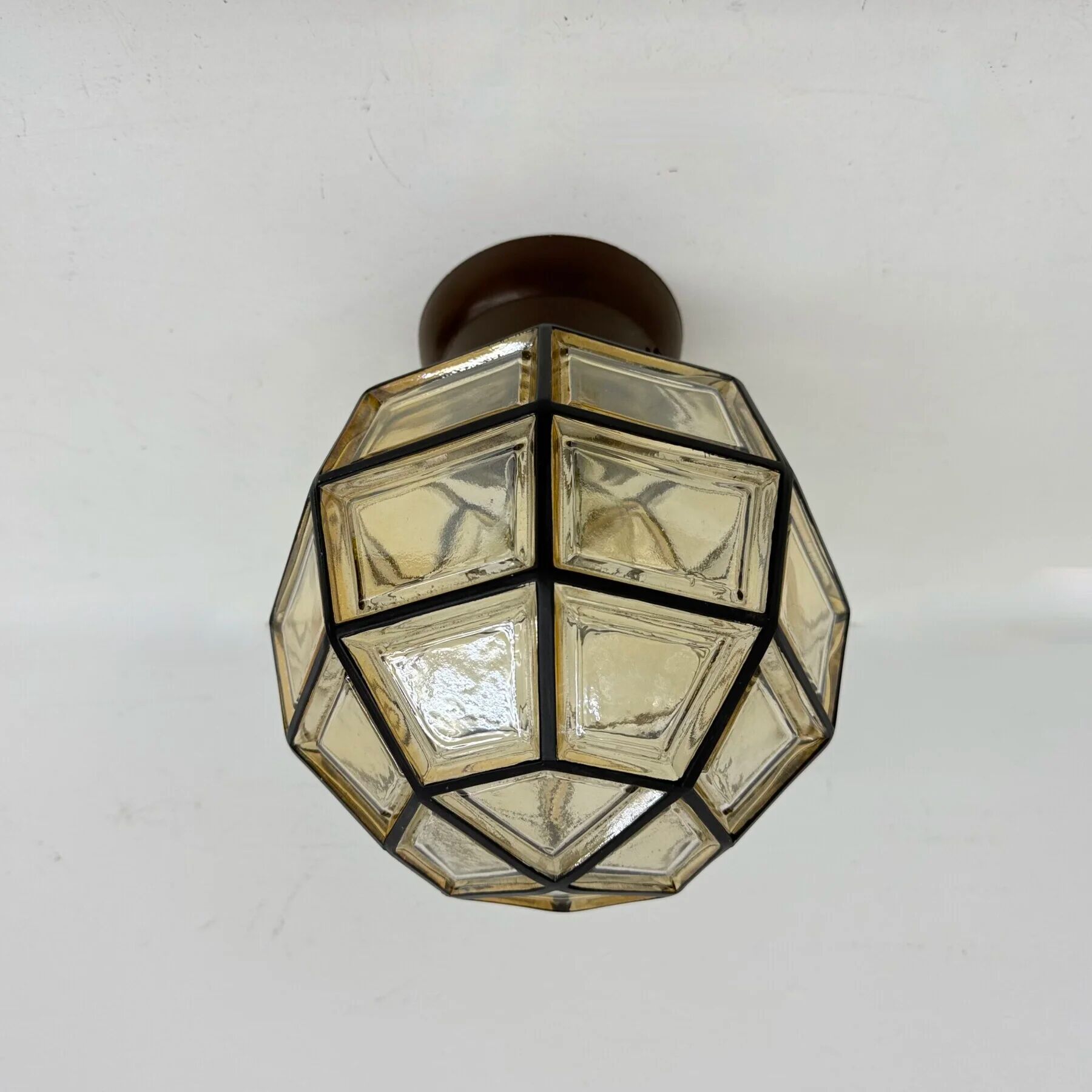 1 of 2 Limburg Glashütte glass ceiling lamp flush mount, 1970s