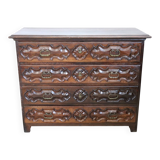 Antique Carved Walnut Chest of Drawers, 17th Century