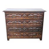 Commode Ancienne En Noyer Sculpté XVIIe siècle
