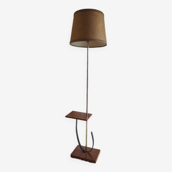 Designer floor lamp in teak and metal - 50s/60s