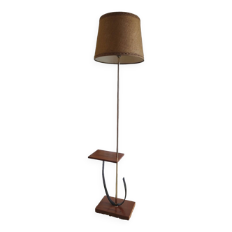 Designer floor lamp in teak and metal - 50s/60s