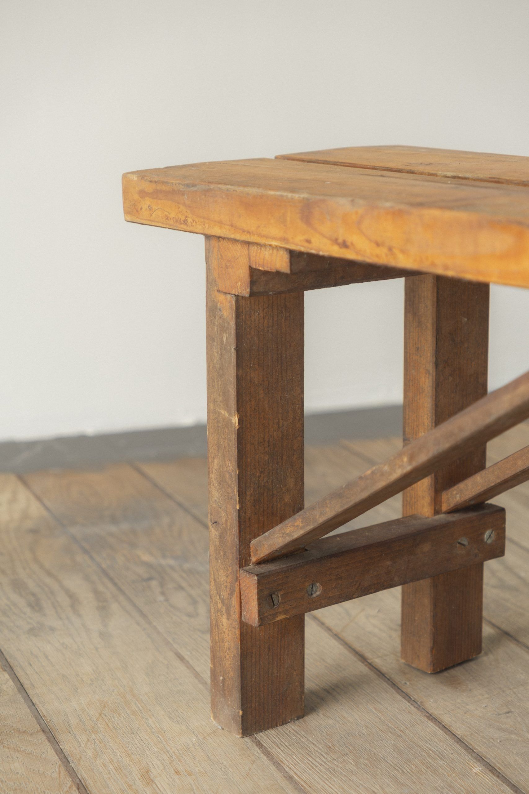 Stained pine bench