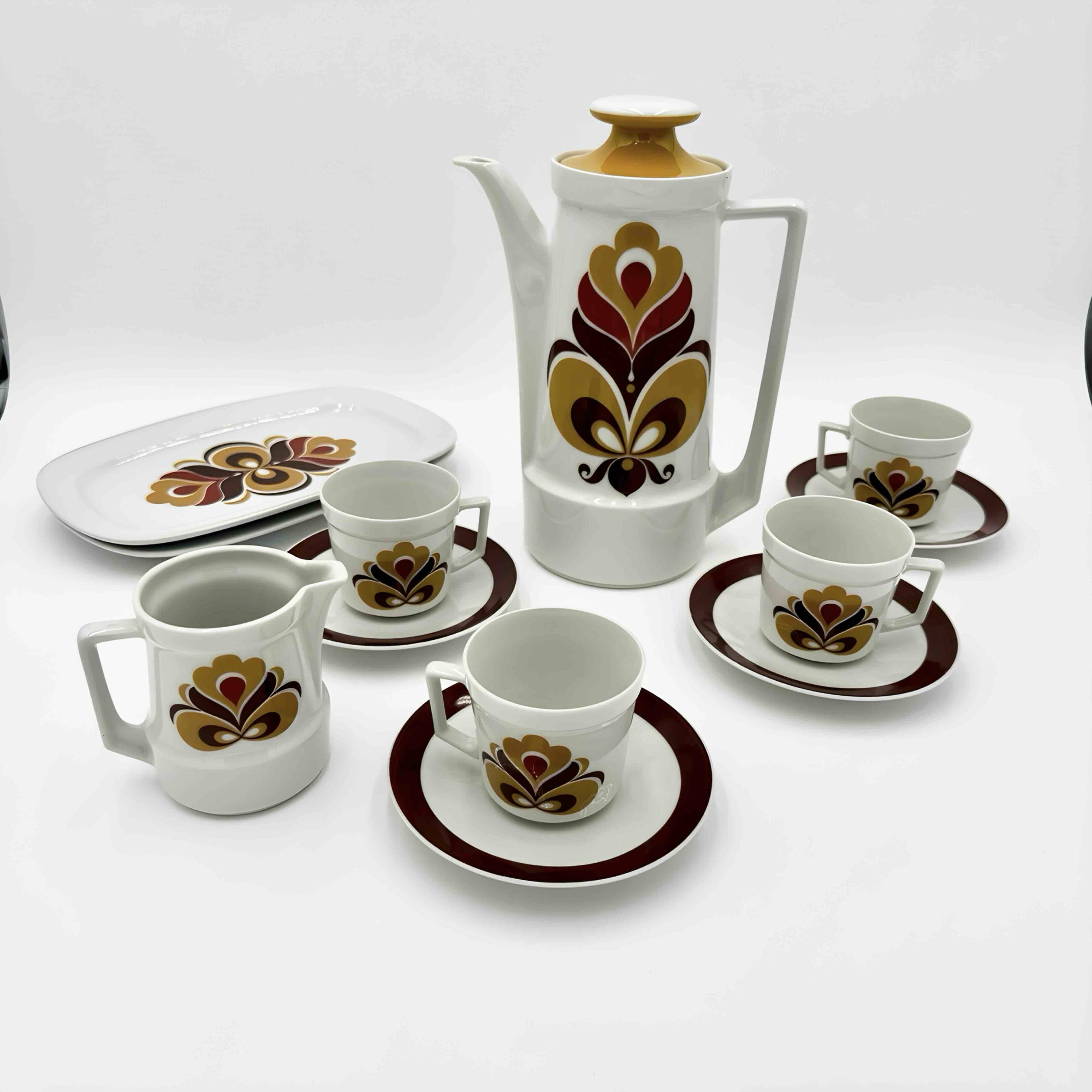 Schirnding fine porcelain pop coffee service, 1970s