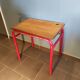 School desk in oak and red metal 1960