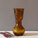 Vase empoli of the 60s, ochre color fruit reliefs