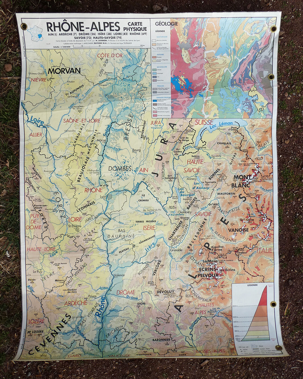 Old school vintage MDI Rhône-Alpes map