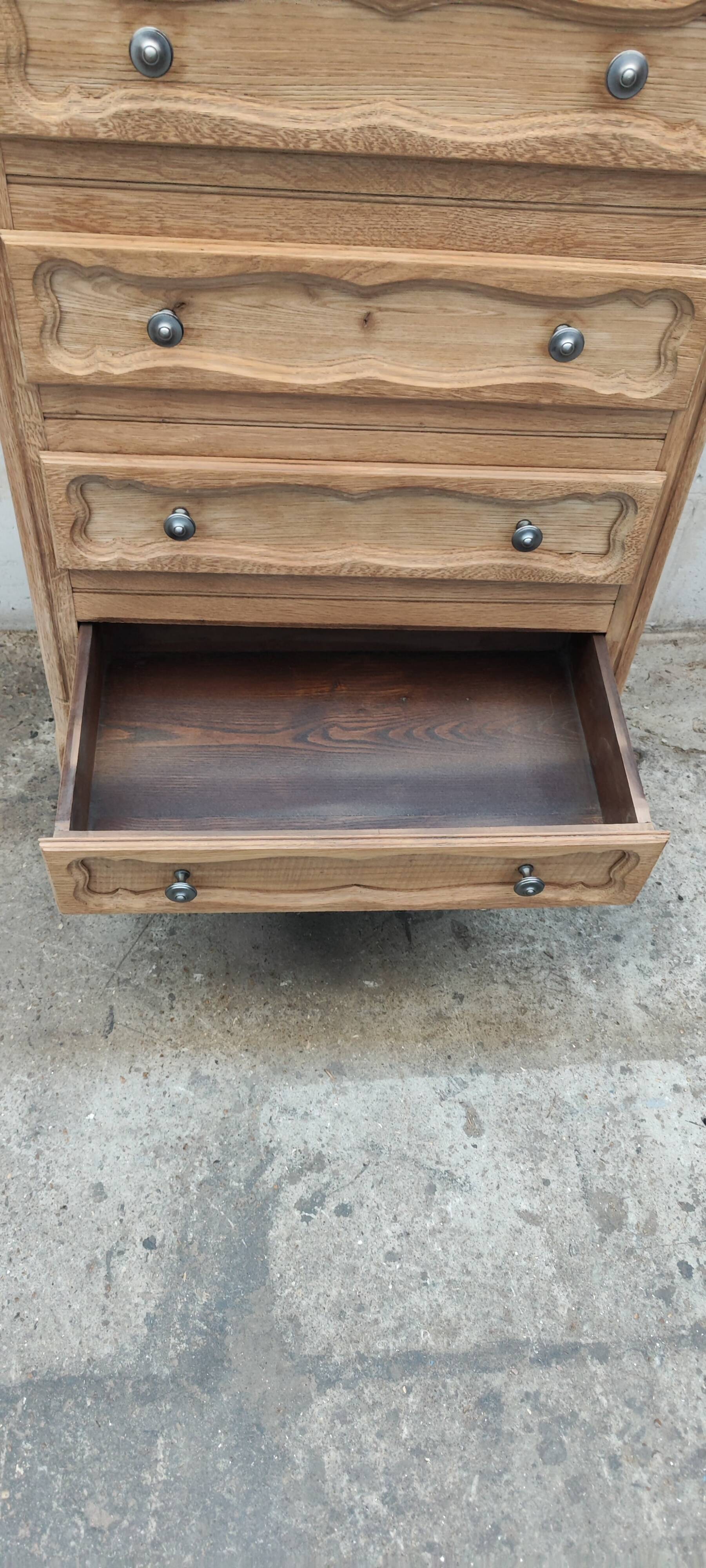 Louis XV style raw oak chest of drawers