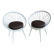 Pair of Scandinavian Armchairs, Wood and Leather
